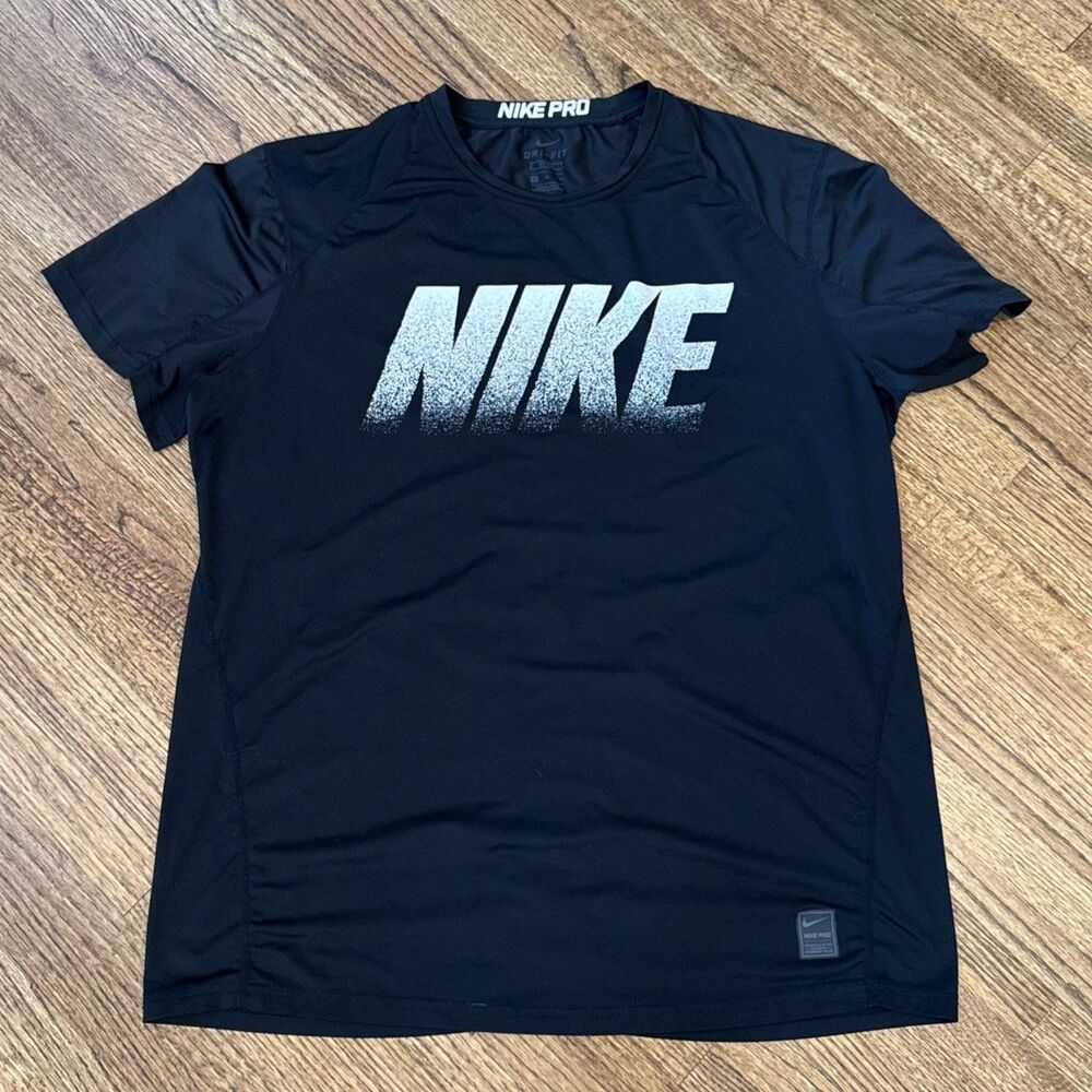 Nike Pro Dri Fit Men's Tight Fit Tee Black Short Sleeve Top Size XL